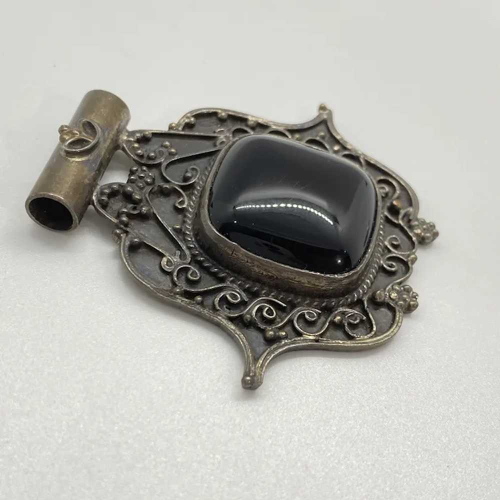 Big Vintage Bohemian Pendant Sterling Silver and … - image 2