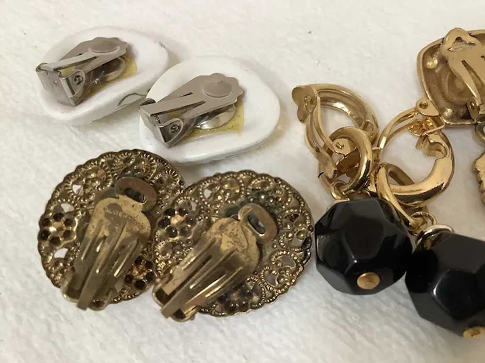 Lot of Four Pair Vintage Clip Earrings - image 3