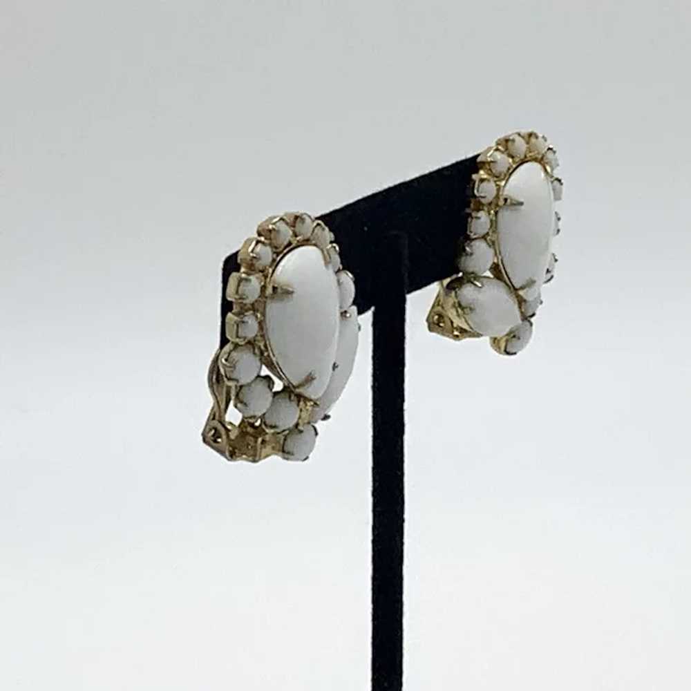 Juliana Delizza & Elster milk Glass Earrings Whit… - image 4