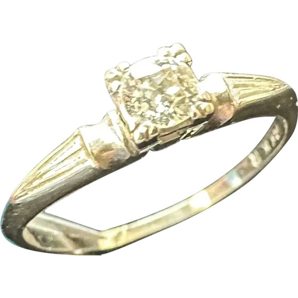 White Gold Diamond Solitaire Ring - image 1