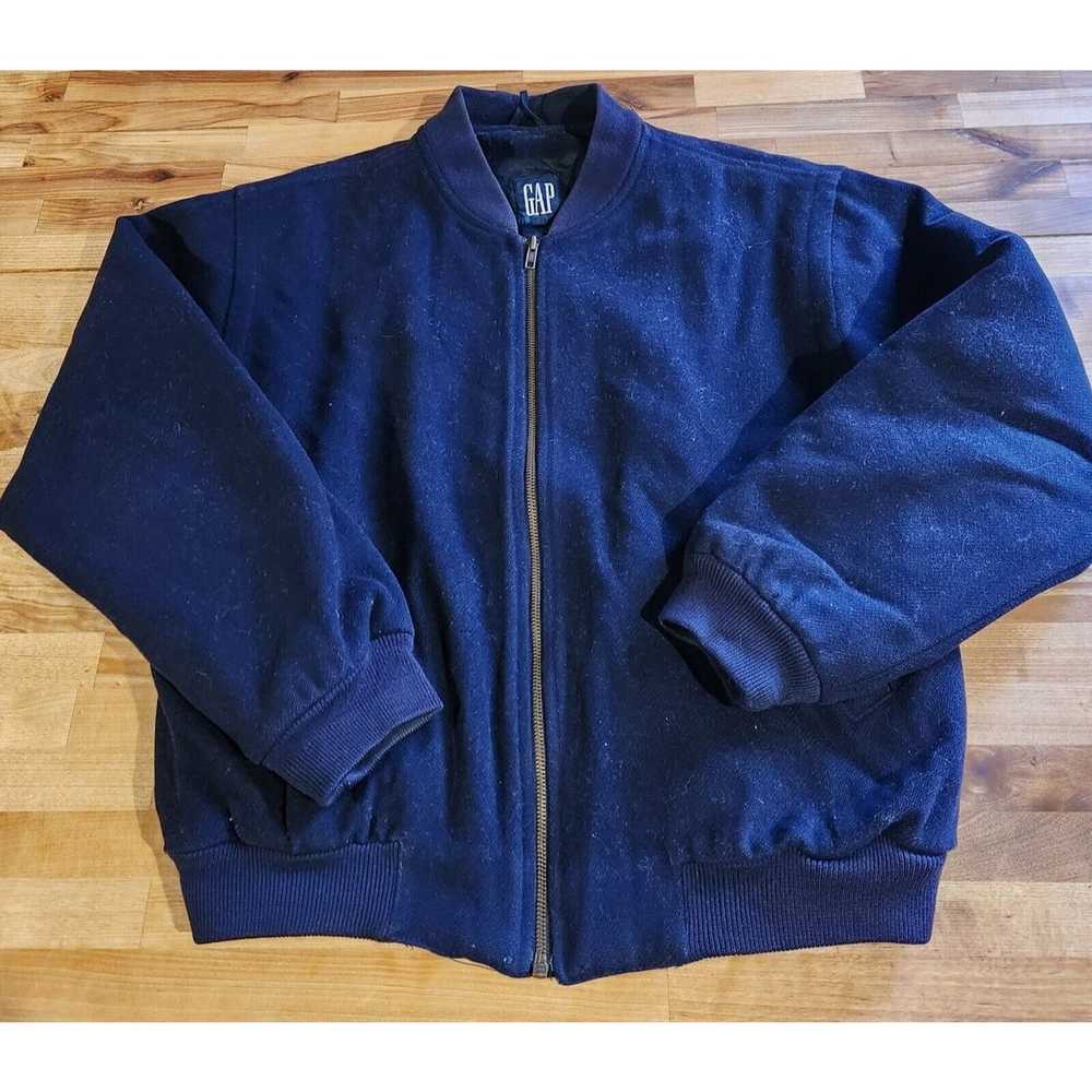 Gap GAP Vintage Heavy Navy Blue Wool Quilted Line… - image 1