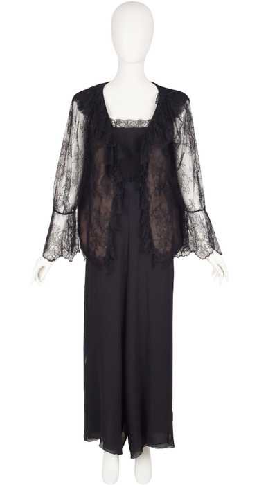 Serge & Réal Couture 1980s Black Chantilly Lace & 