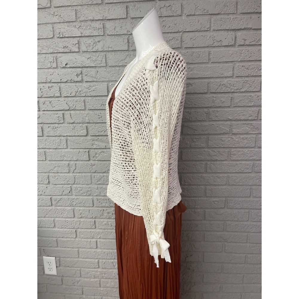 Other Rewind Ivory Open Front Open Knit Lace-Up S… - image 3