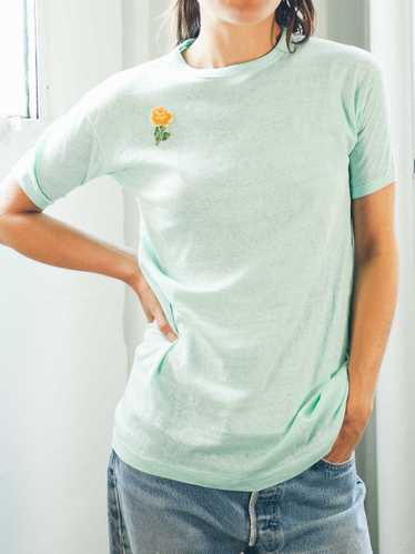 1970's Floral Embroidered Tee