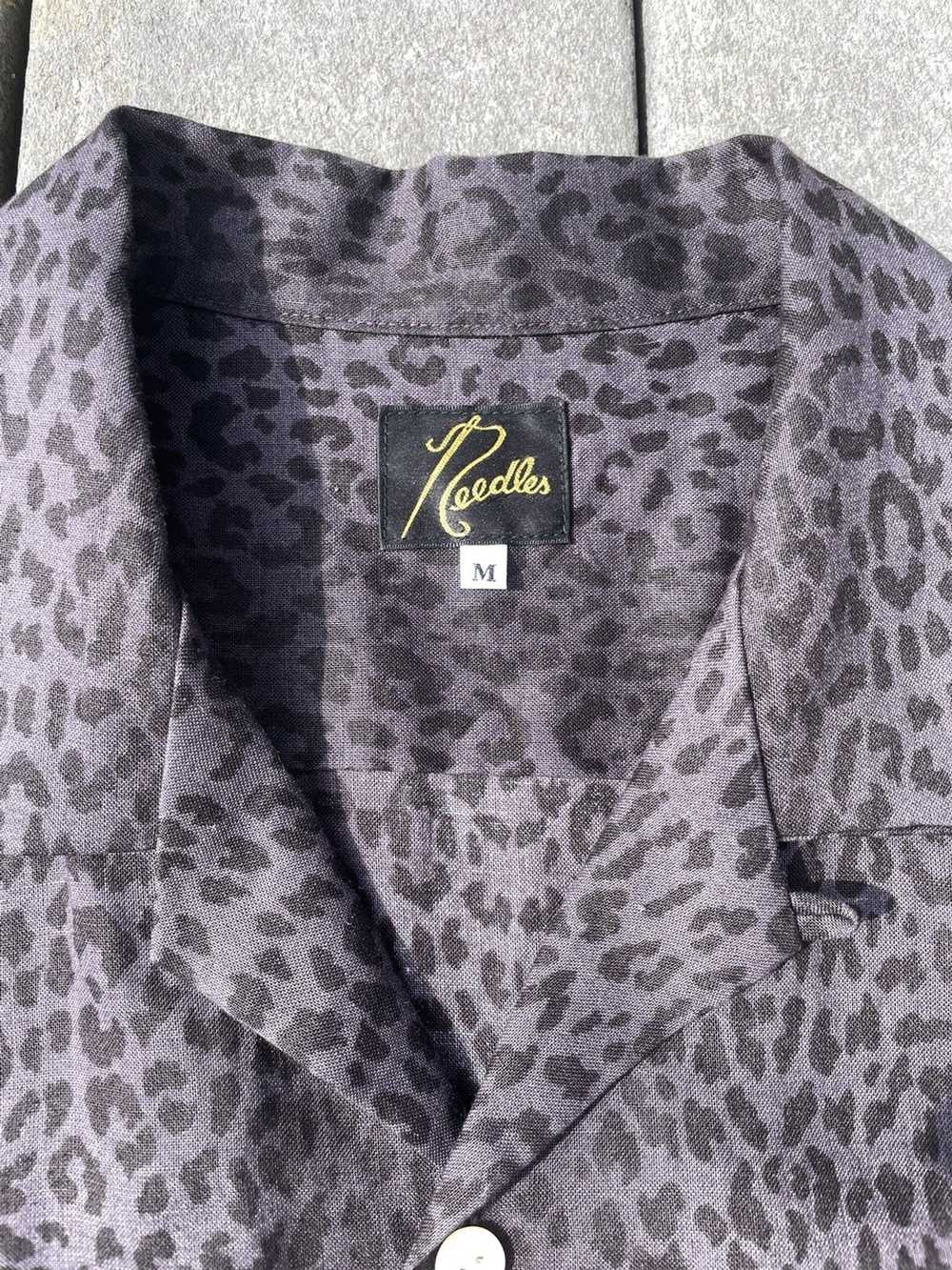 Needles Needles raw hem leopard print shirt - image 2