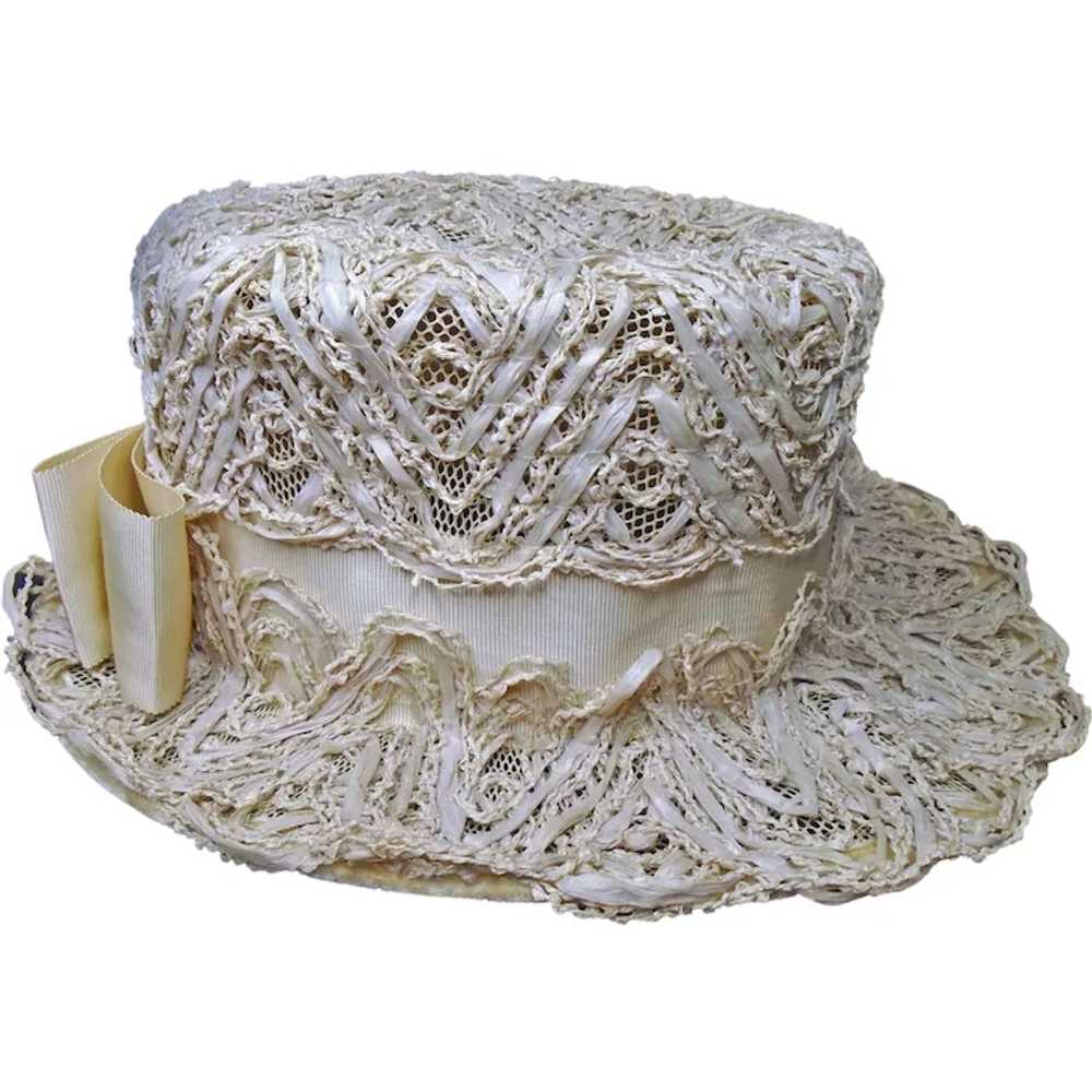Straw Boater Hat Extra Fancy Cottagecore Raffia M… - image 2
