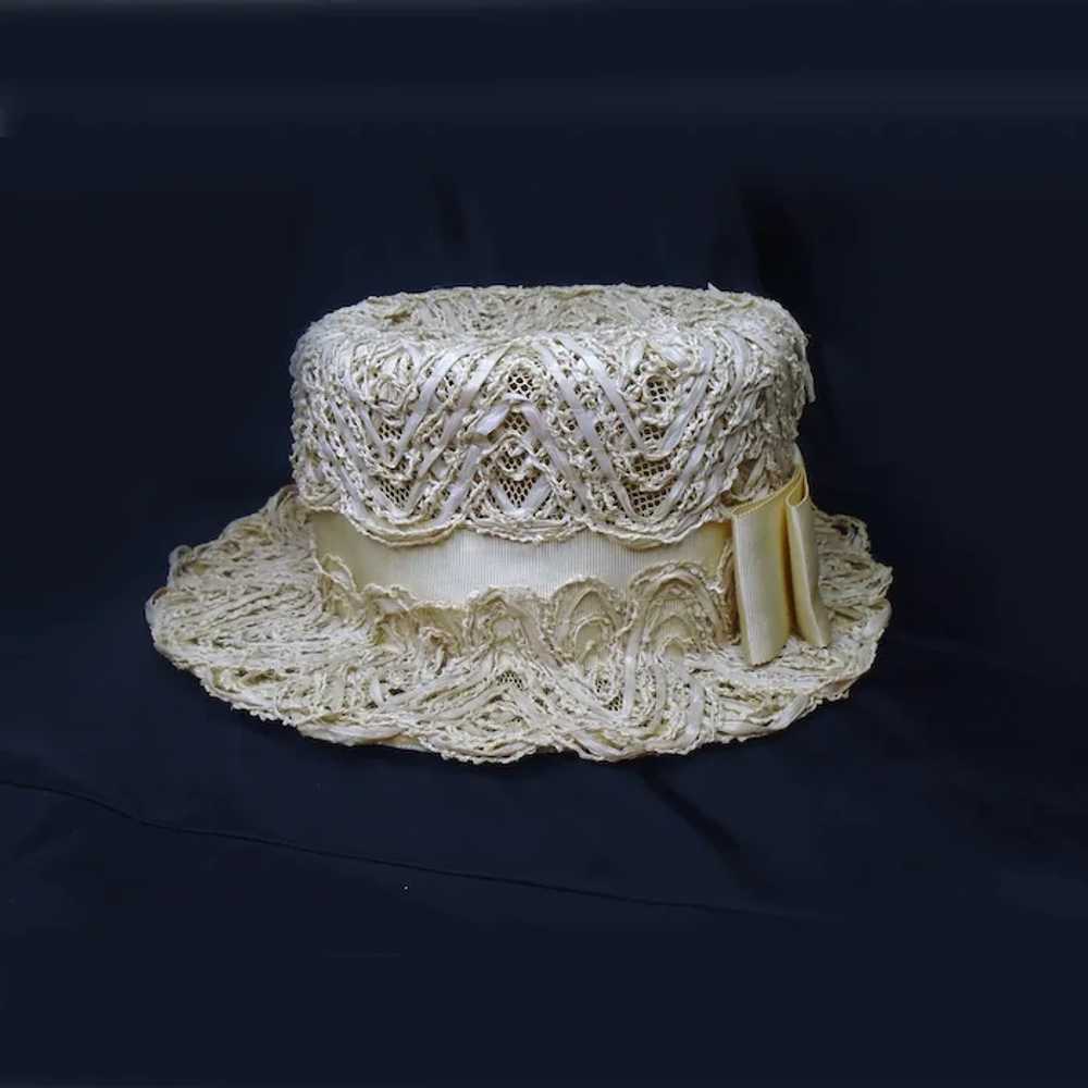 Straw Boater Hat Extra Fancy Cottagecore Raffia M… - image 3