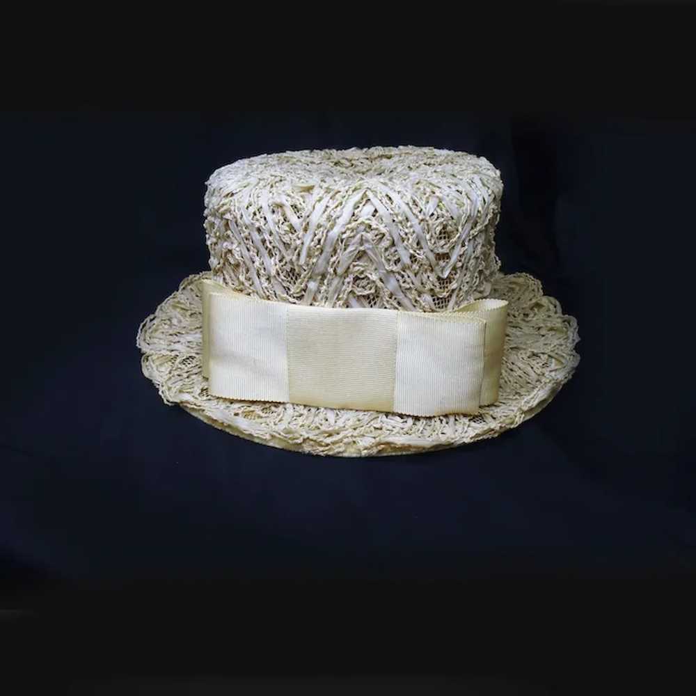 Straw Boater Hat Extra Fancy Cottagecore Raffia M… - image 4