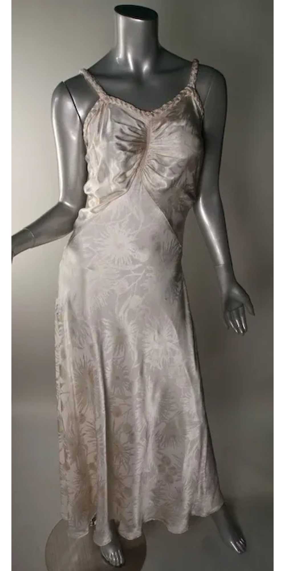 Beautiful 1930's Rayon Satin Bias Cut Gown - image 8