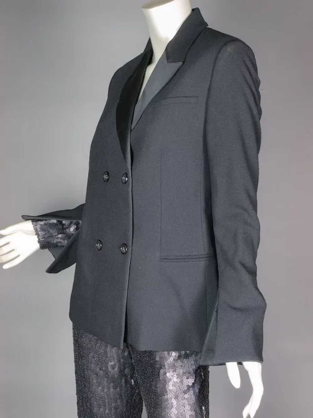 1996 Gianni Versace Couture Black Sequin Tuxedo S… - image 2