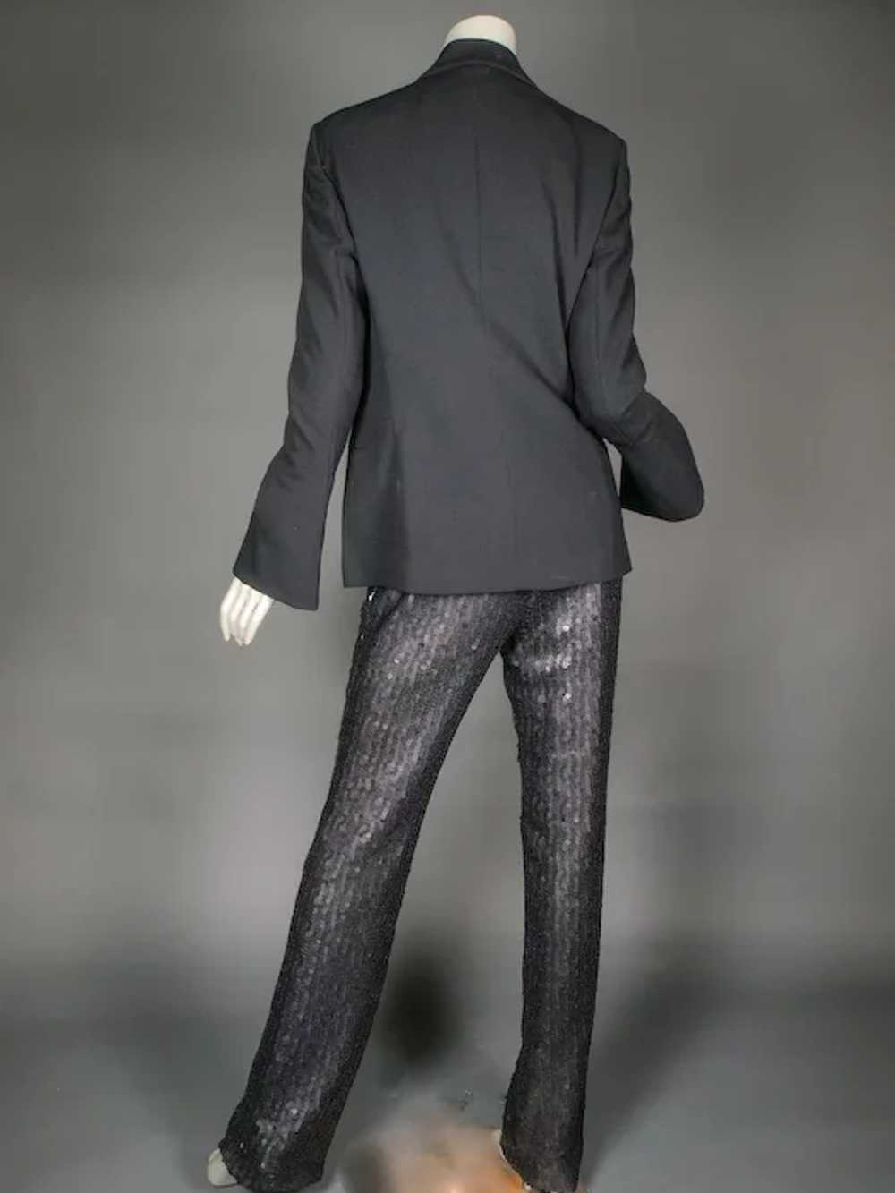1996 Gianni Versace Couture Black Sequin Tuxedo S… - image 3
