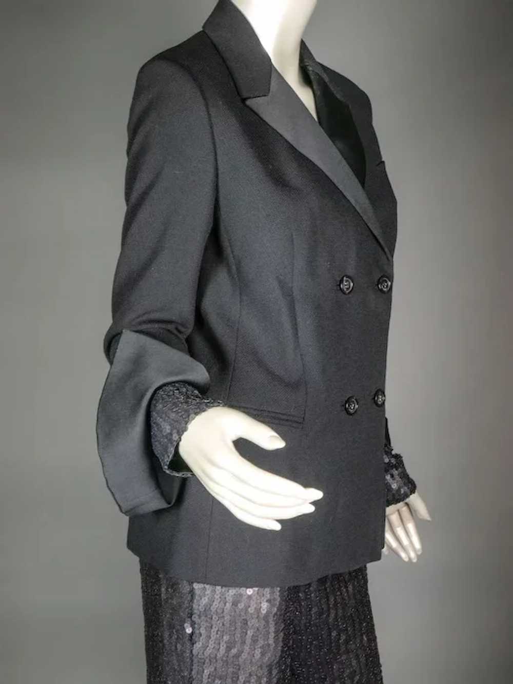 1996 Gianni Versace Couture Black Sequin Tuxedo S… - image 5