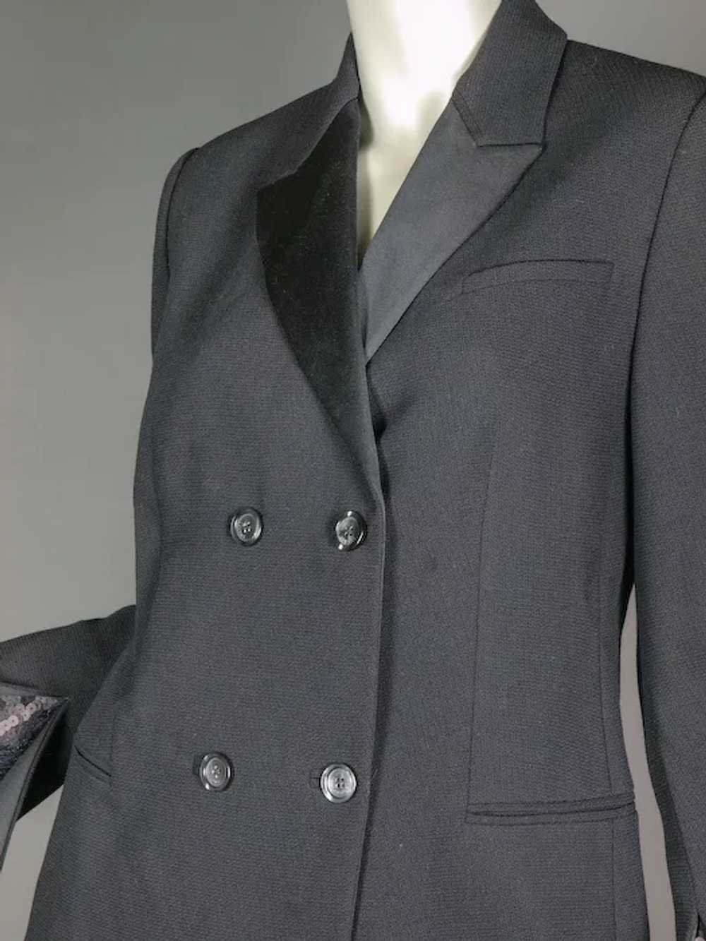 1996 Gianni Versace Couture Black Sequin Tuxedo S… - image 7