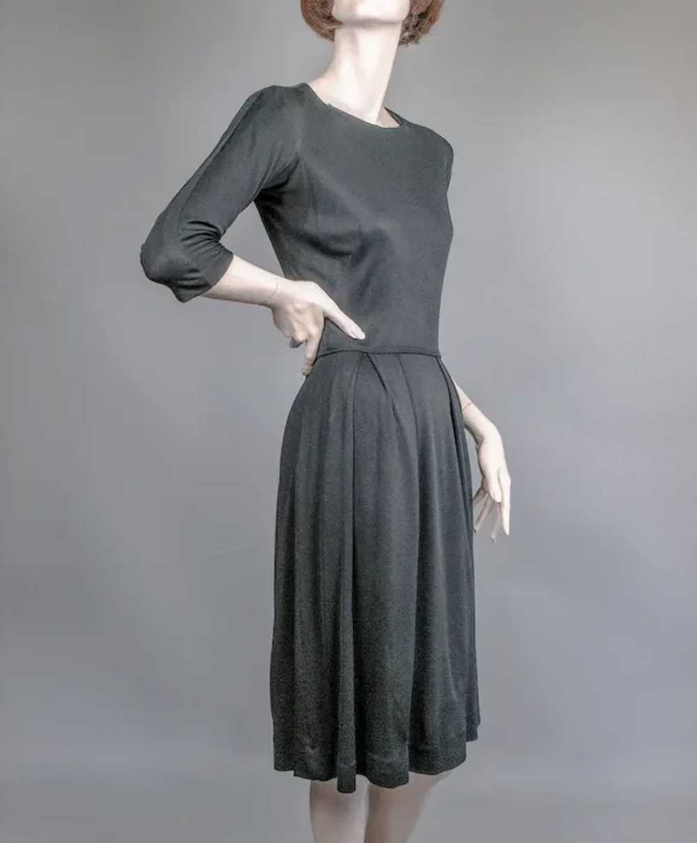 Mainbocher Classic Black Silk Jersey Dress ca 1960 - image 2