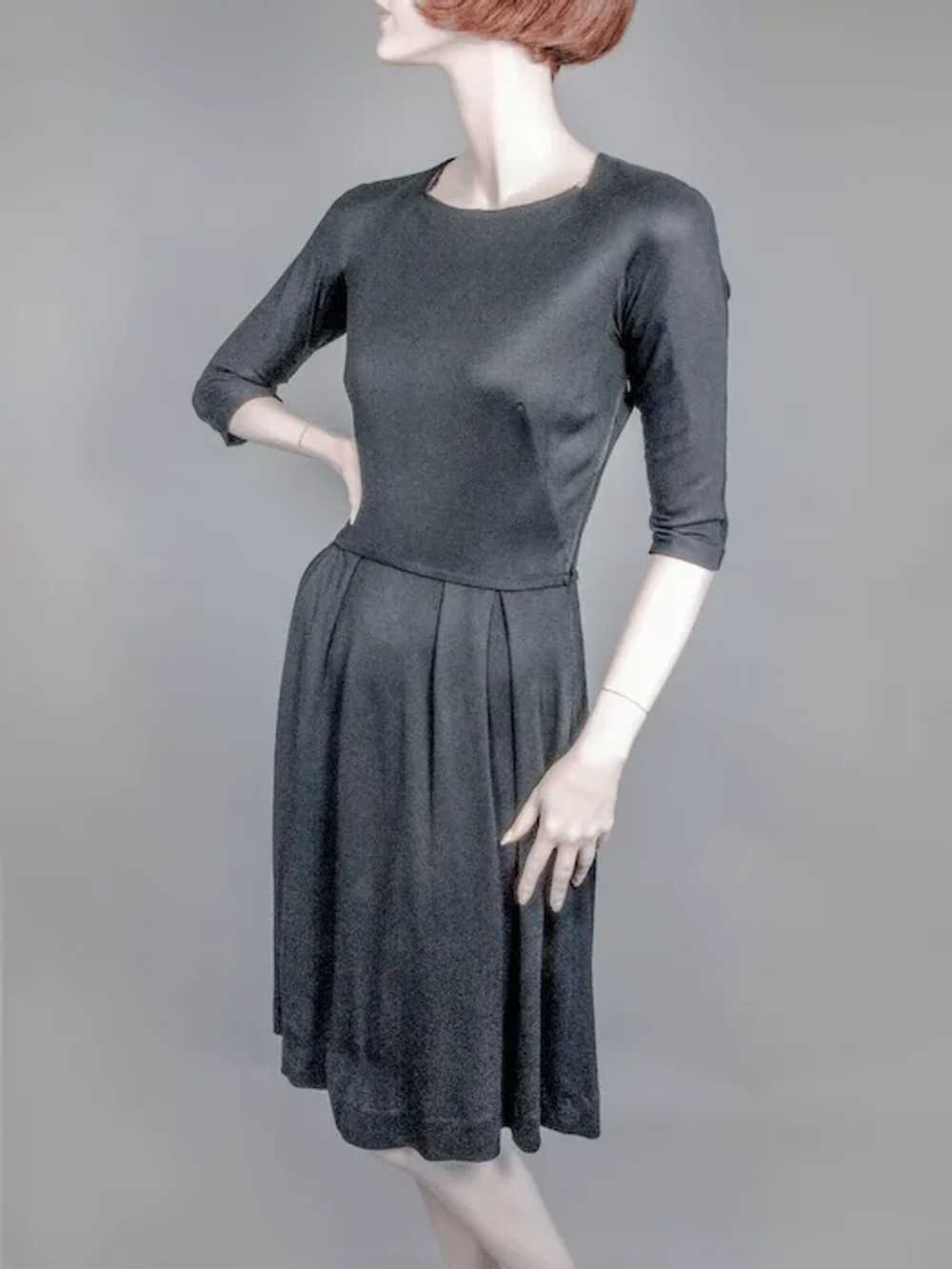 Mainbocher Classic Black Silk Jersey Dress ca 1960 - image 3