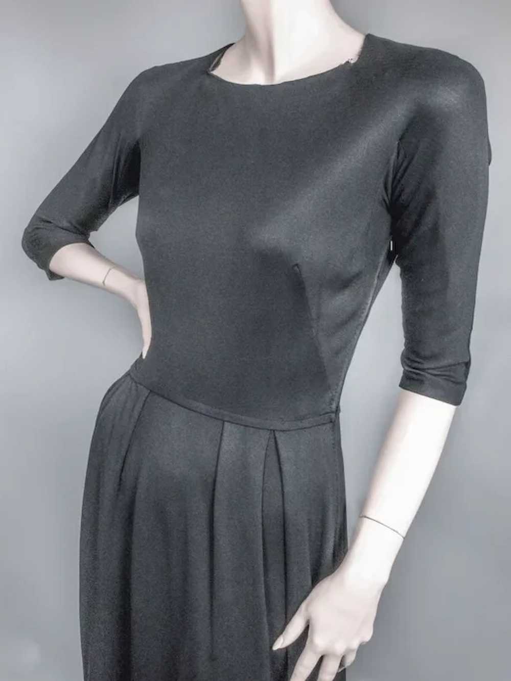 Mainbocher Classic Black Silk Jersey Dress ca 1960 - image 4