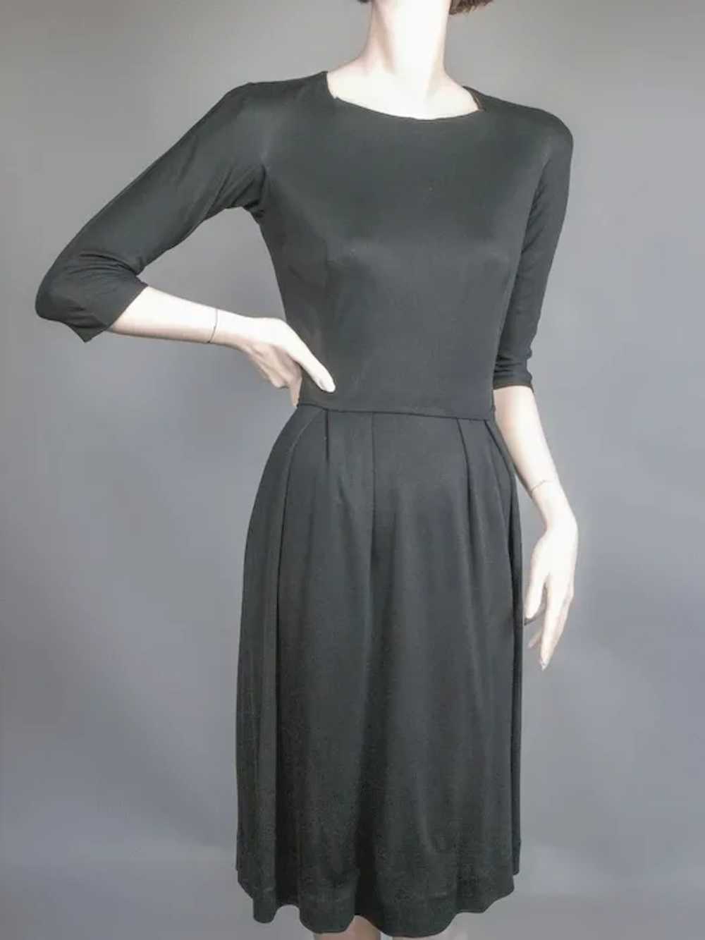 Mainbocher Classic Black Silk Jersey Dress ca 1960 - image 6