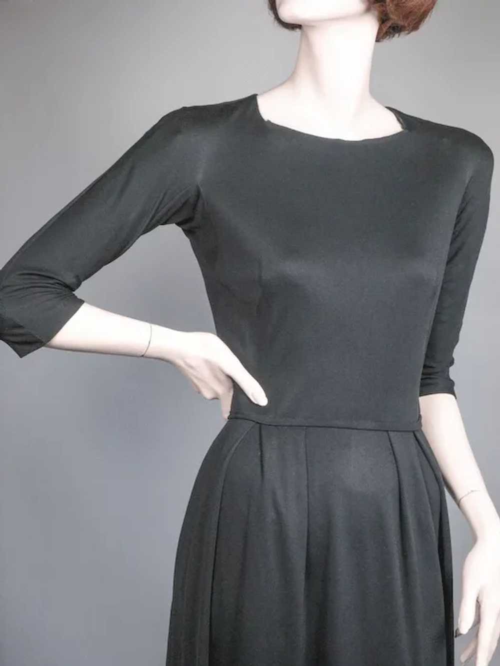 Mainbocher Classic Black Silk Jersey Dress ca 1960 - image 7