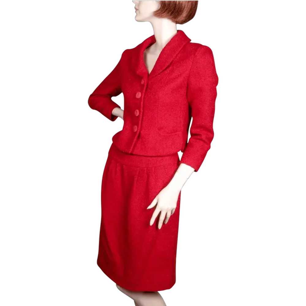 1950's Jacques Heim Red Boucle Wool  Suit I. Magn… - image 1