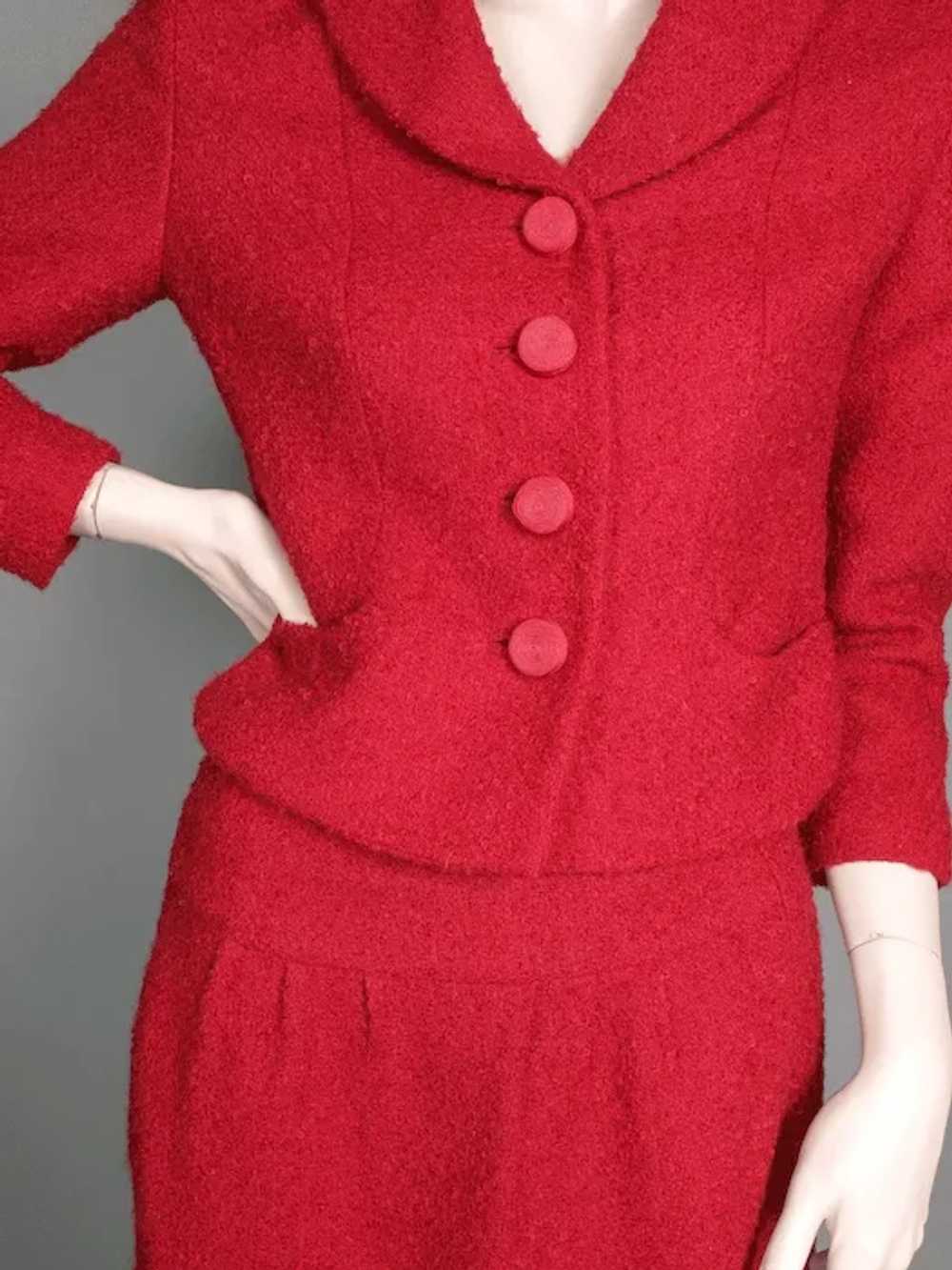 1950's Jacques Heim Red Boucle Wool  Suit I. Magn… - image 3