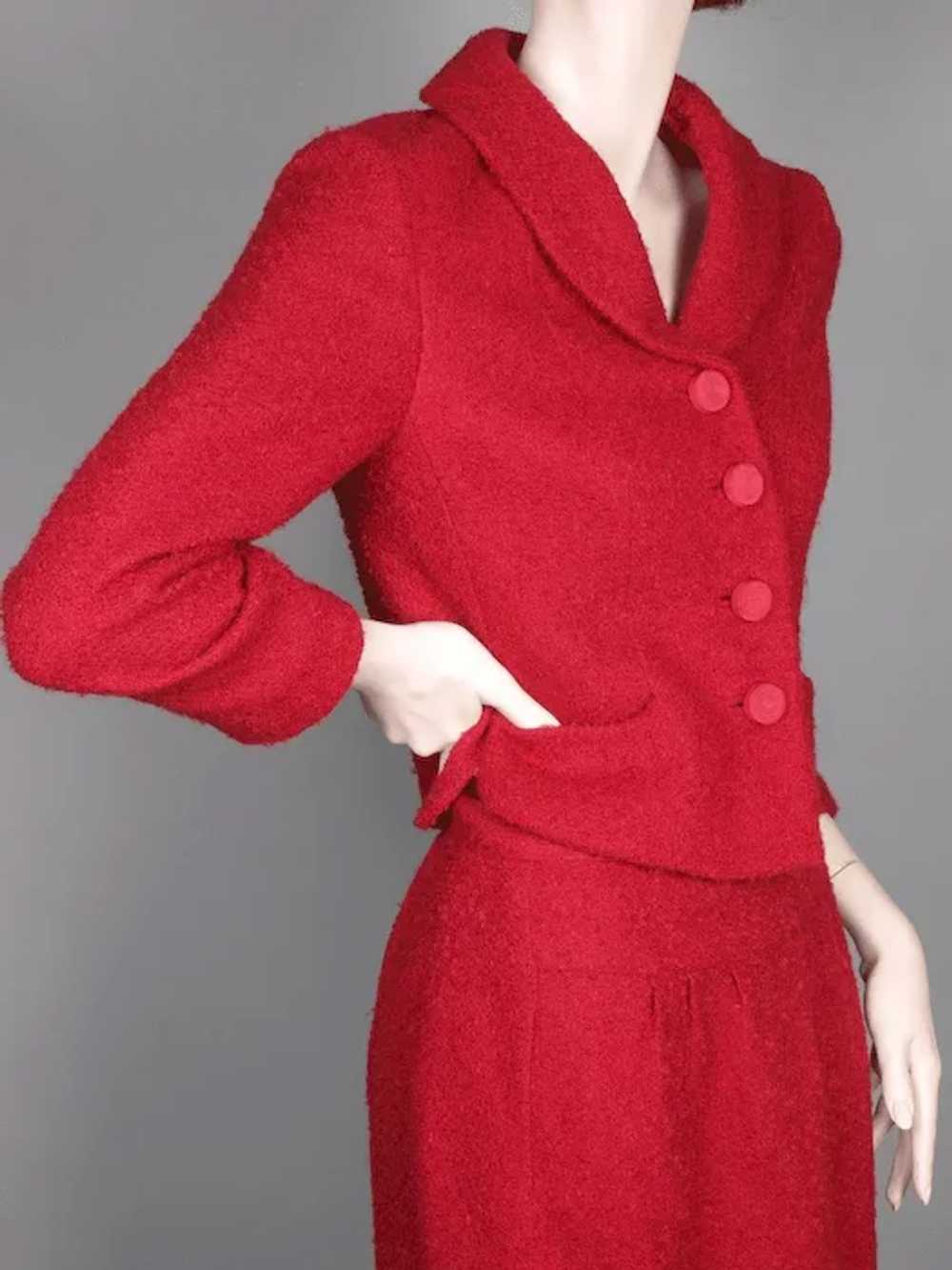 1950's Jacques Heim Red Boucle Wool  Suit I. Magn… - image 8