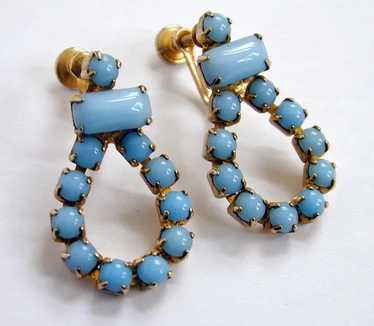 Beautiful Blue Vintage Loop Earrings - image 1