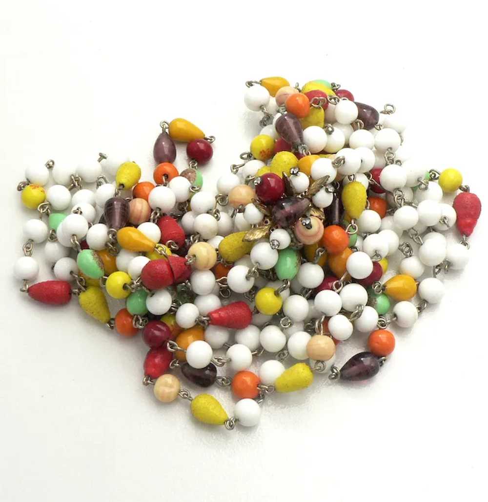 Retro Fruit Salad Necklace Milk Glass and Multi-c… - image 5