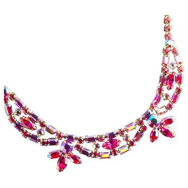 Sherman Fuchsia  Pink Rhinestone Necklace - image 1