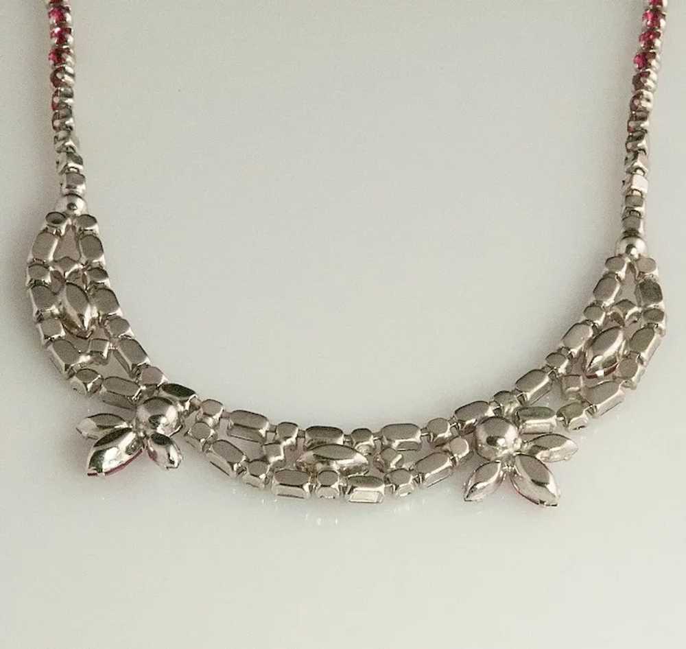 Sherman Fuchsia  Pink Rhinestone Necklace - image 4