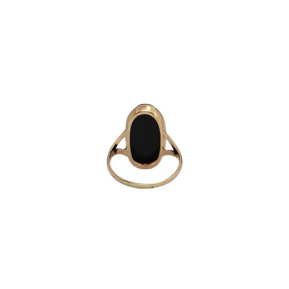 Antique Hardstone Onyx Cameo 14k Gold Ring - image 4