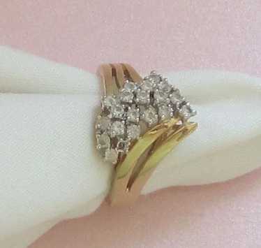 Sparkling Bold Vintage 14KT GE Cocktail Ring with… - image 1