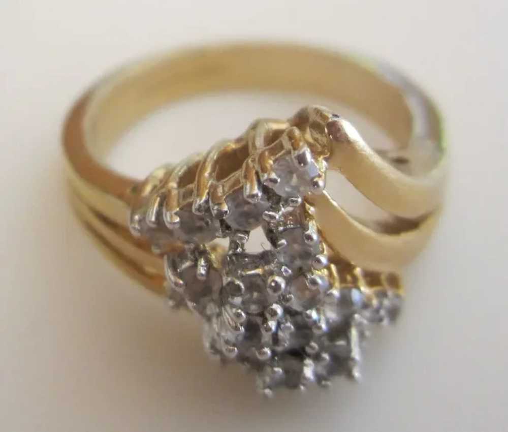 Sparkling Bold Vintage 14KT GE Cocktail Ring with… - image 2