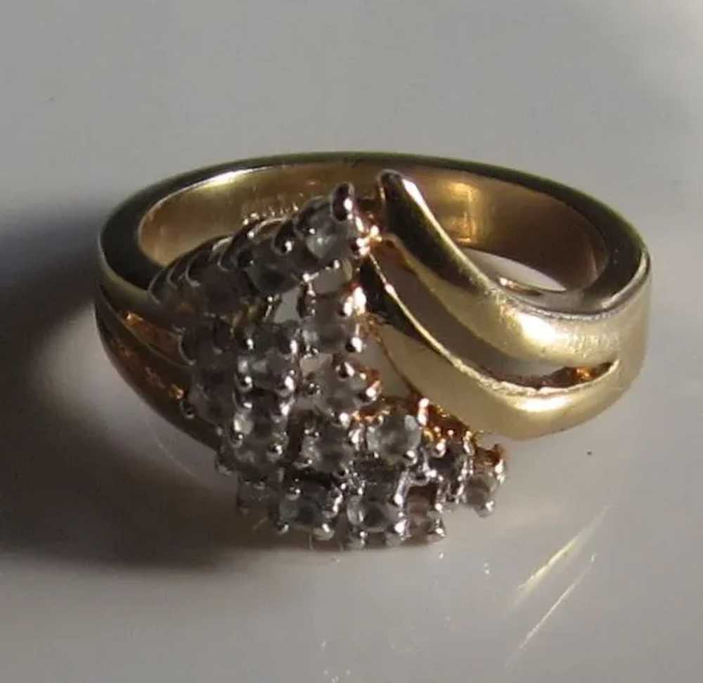 Sparkling Bold Vintage 14KT GE Cocktail Ring with… - image 5