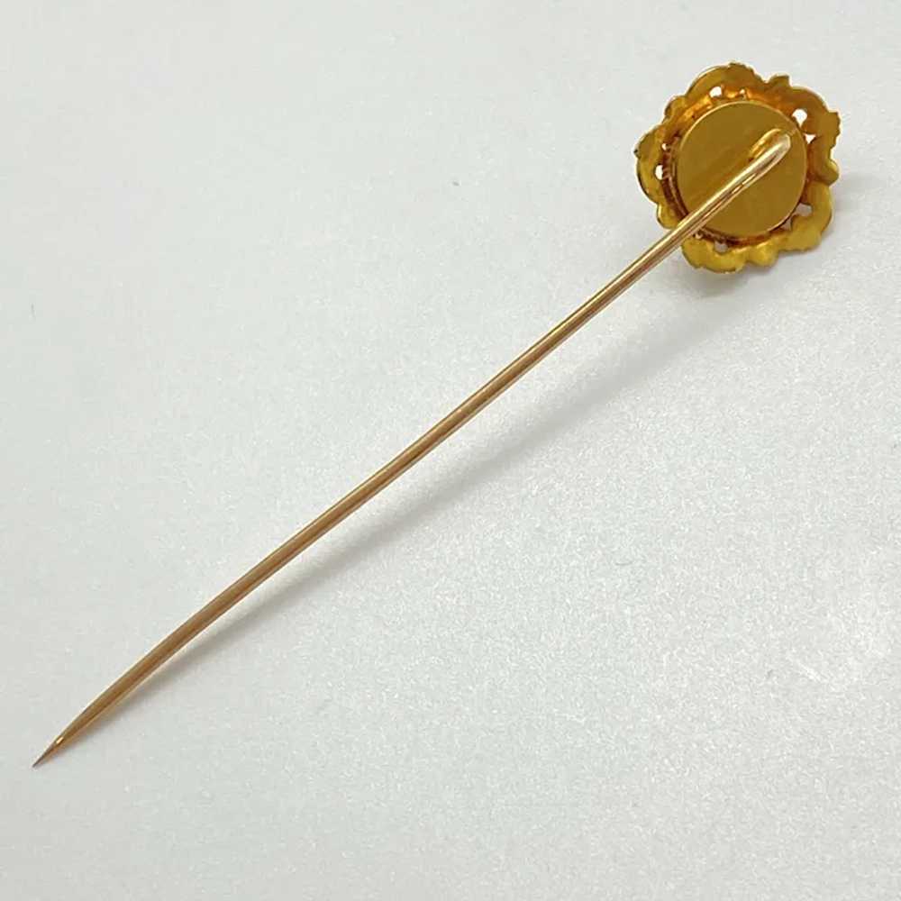 Edwardian Era Stick Pin 14K Gold and Turquoise - image 3