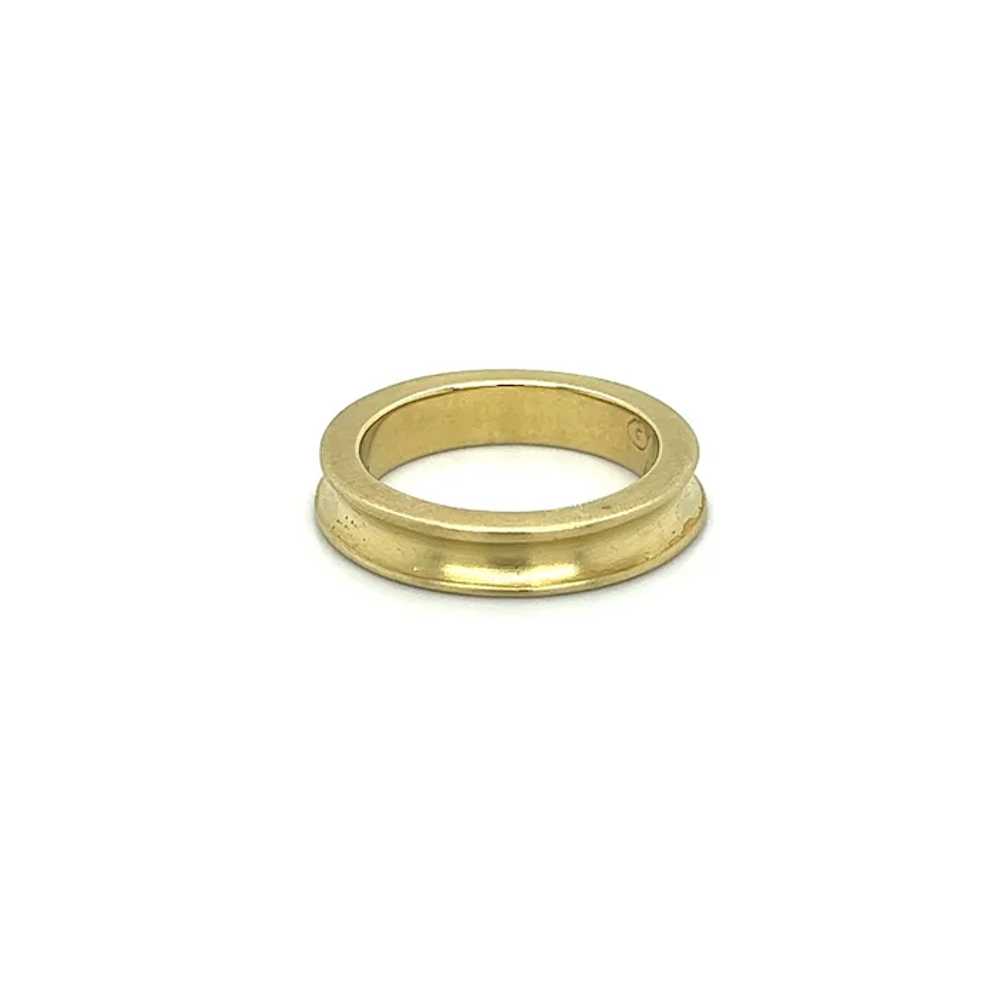 14K Solid Yellow Gold Uneven Curved Ring in Brush… - image 4