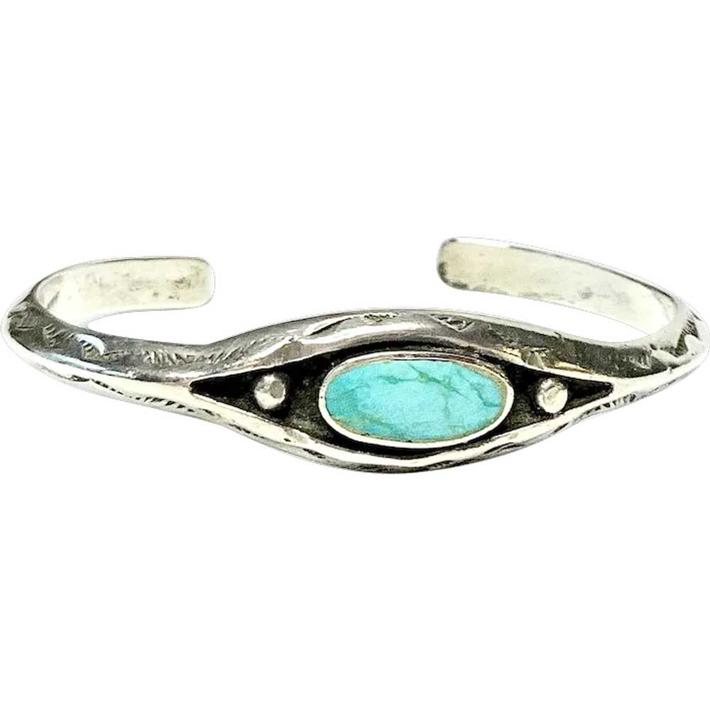 Turquoise and Sterling Silver Cuff Bracelet - image 1