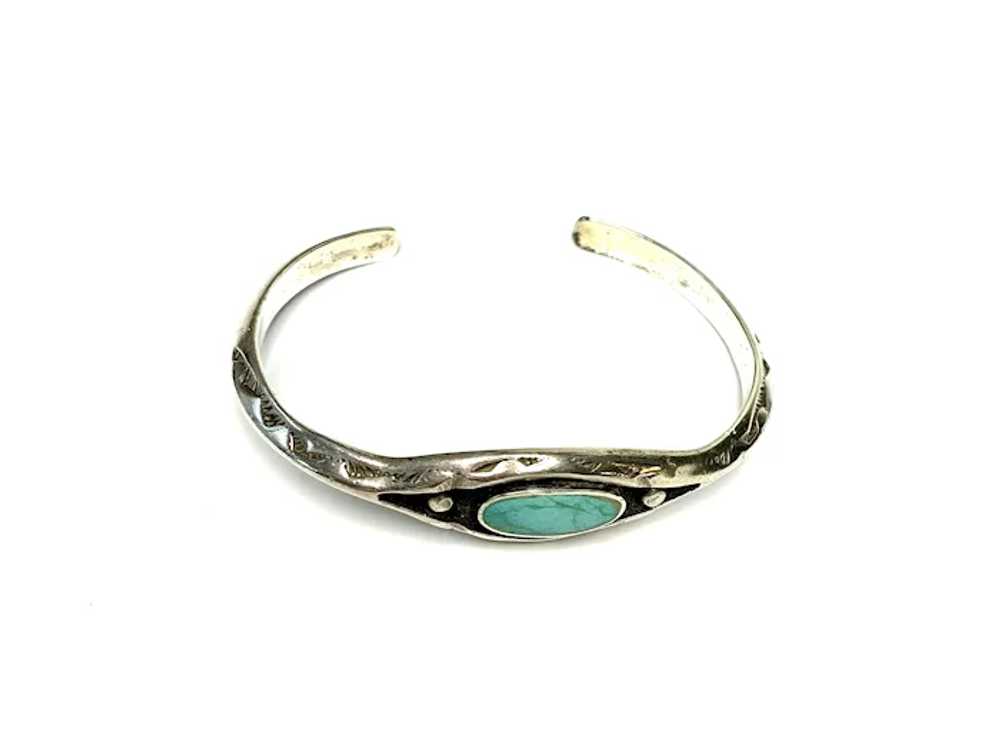 Turquoise and Sterling Silver Cuff Bracelet - image 2