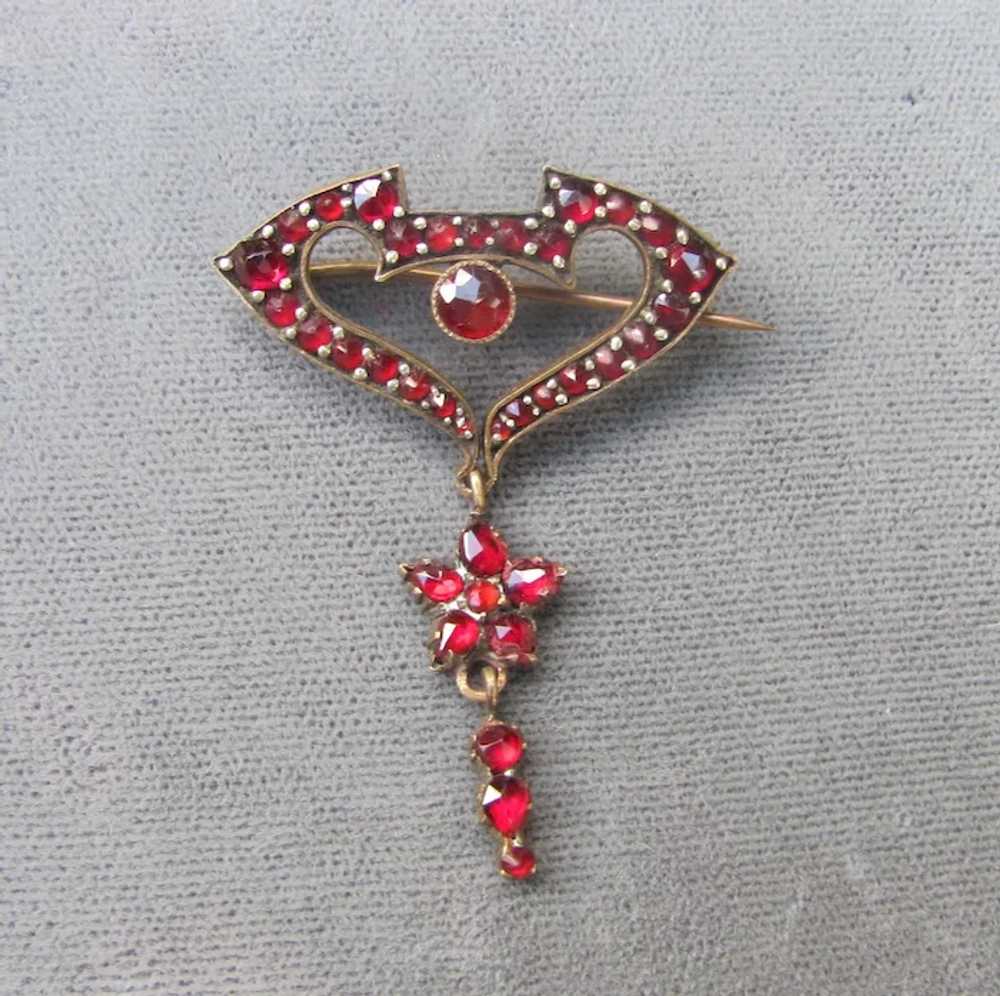 Antique Victorian Garnet Brooch Circa 1880 - image 2