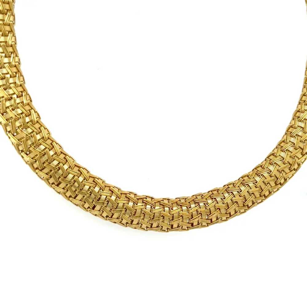 18k Yellow Gold Fancy Chain Necklace & Box Closure - image 2