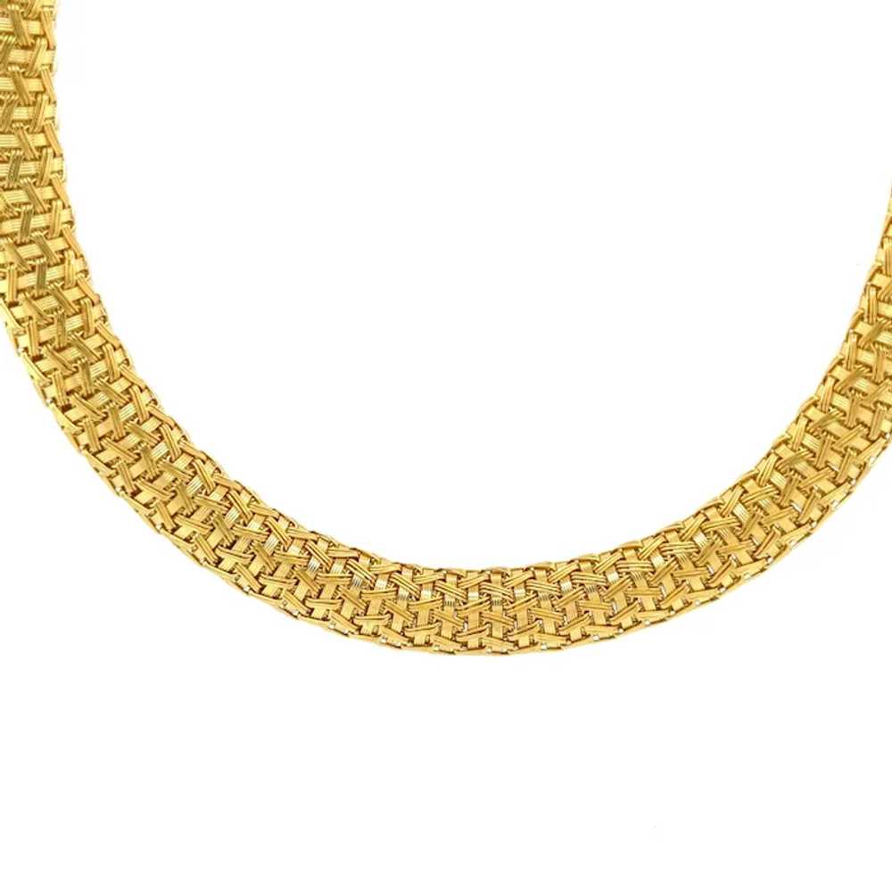 18k Yellow Gold Fancy Chain Necklace & Box Closure - image 4
