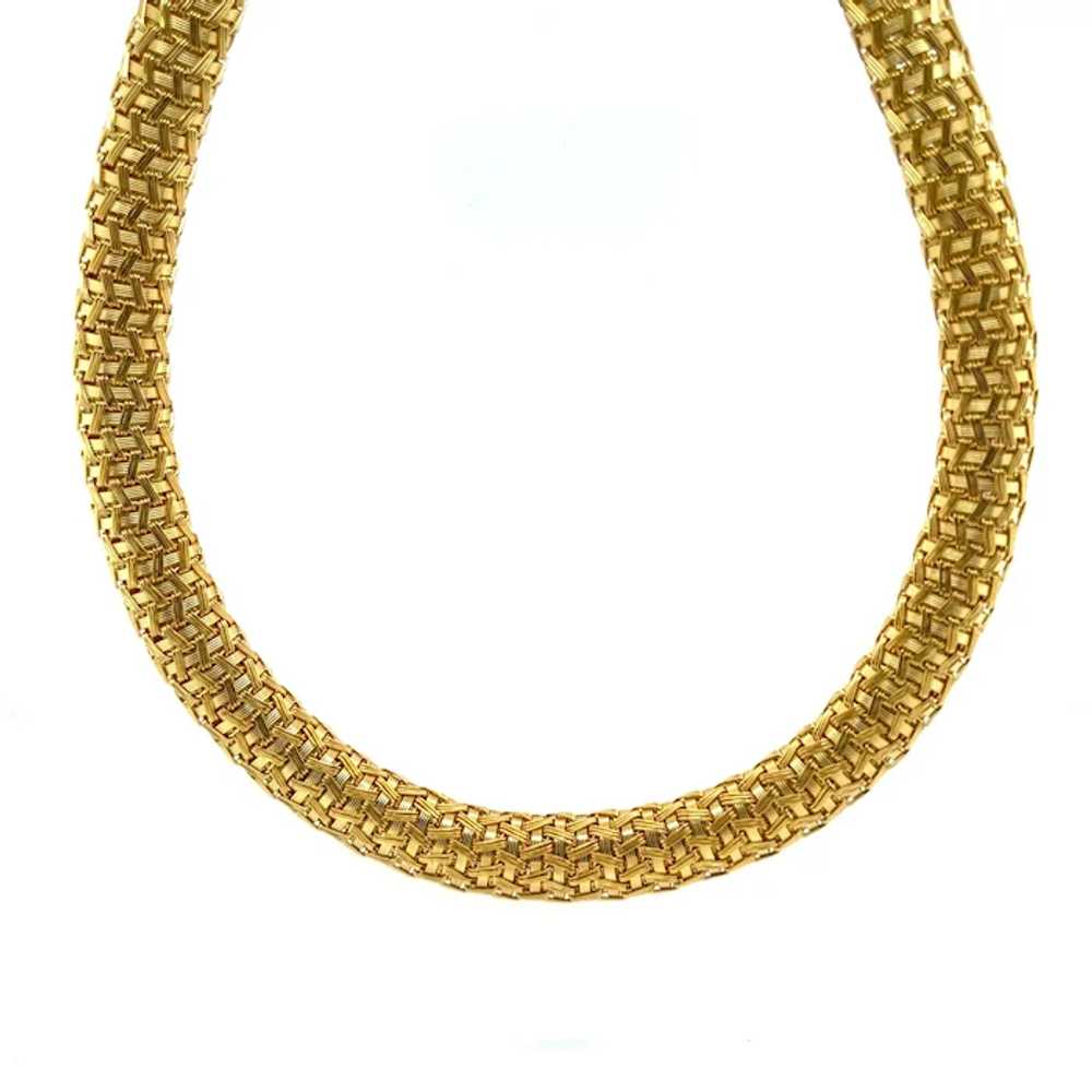 18k Yellow Gold Fancy Chain Necklace & Box Closure - image 5