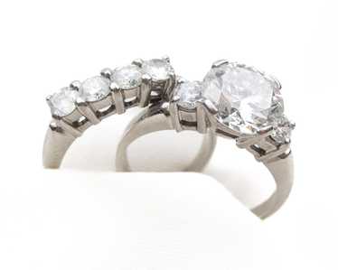 Midcentury Diamond Wedding Ring Set - image 1