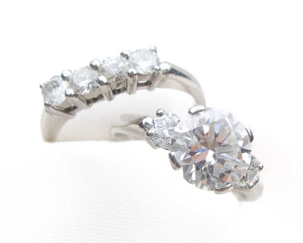 Midcentury Diamond Wedding Ring Set - image 2