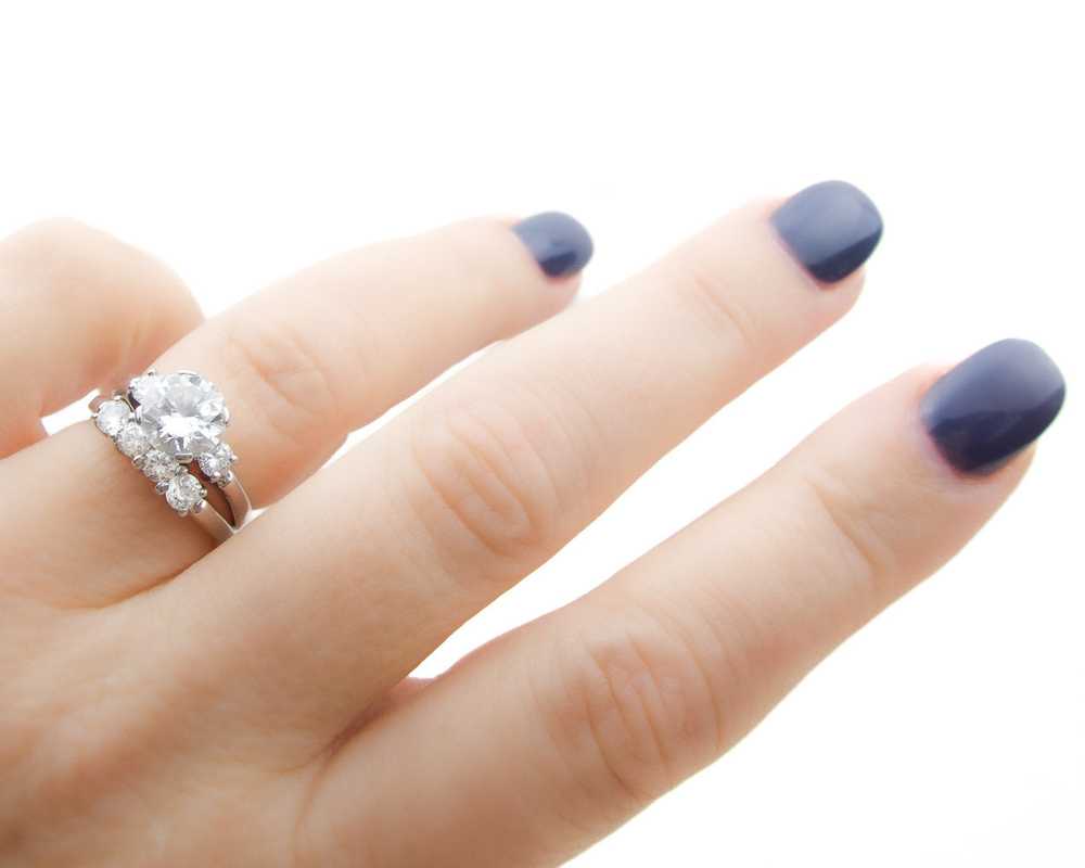 Midcentury Diamond Wedding Ring Set - image 5