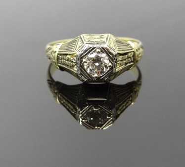 Art Nouveau Green Gold Mens Diamond Ring