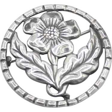 Vintage Stamped STERLING SILVER  Flower Leaf Fram… - image 1