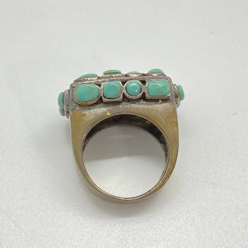 Fun Chunky Turquoise Modernist Ring Sterling Silv… - image 7
