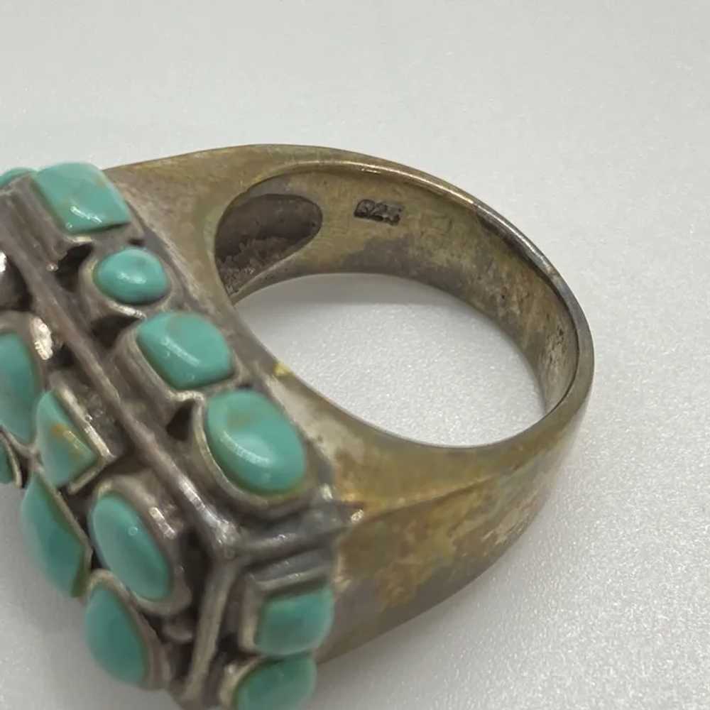 Fun Chunky Turquoise Modernist Ring Sterling Silv… - image 8