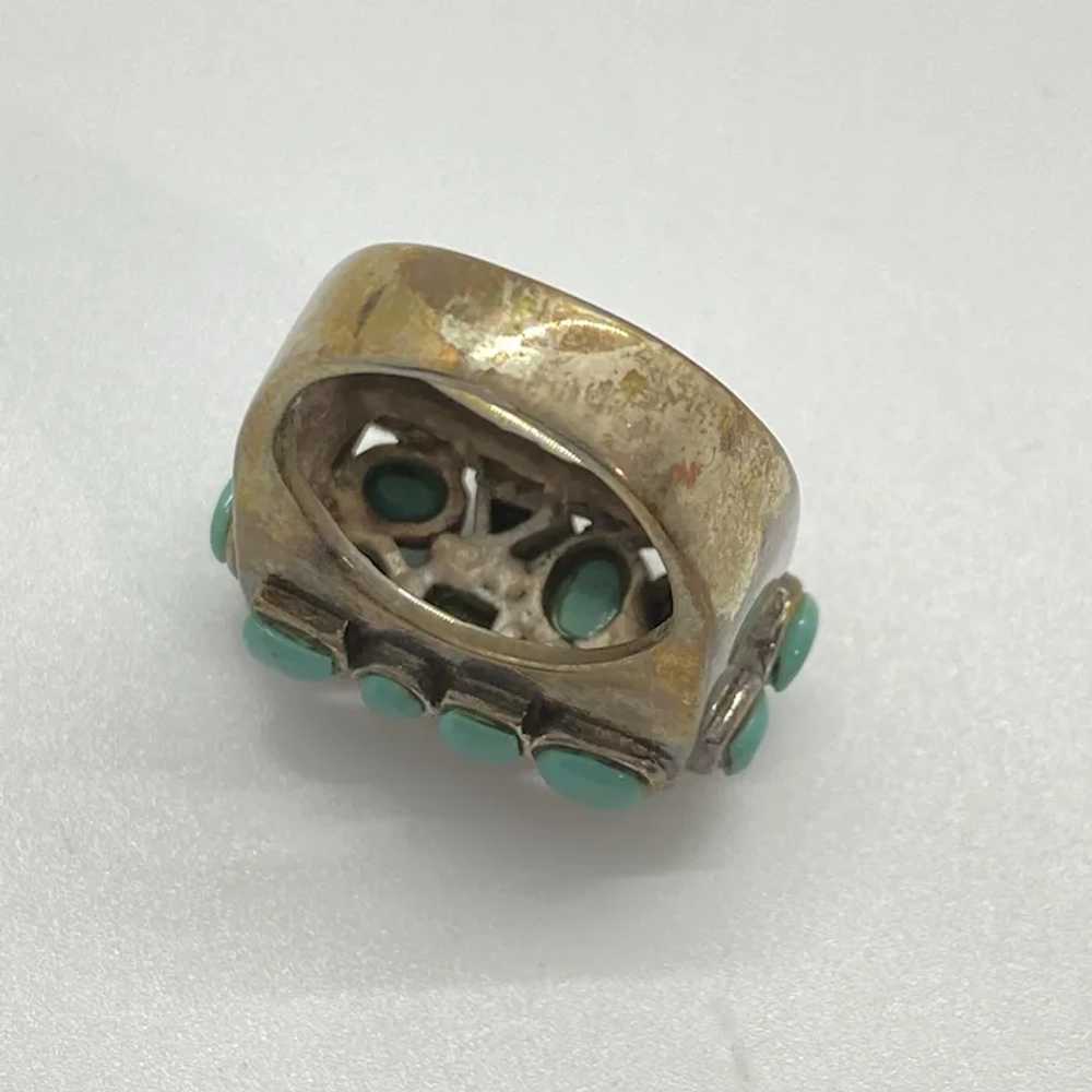 Fun Chunky Turquoise Modernist Ring Sterling Silv… - image 9