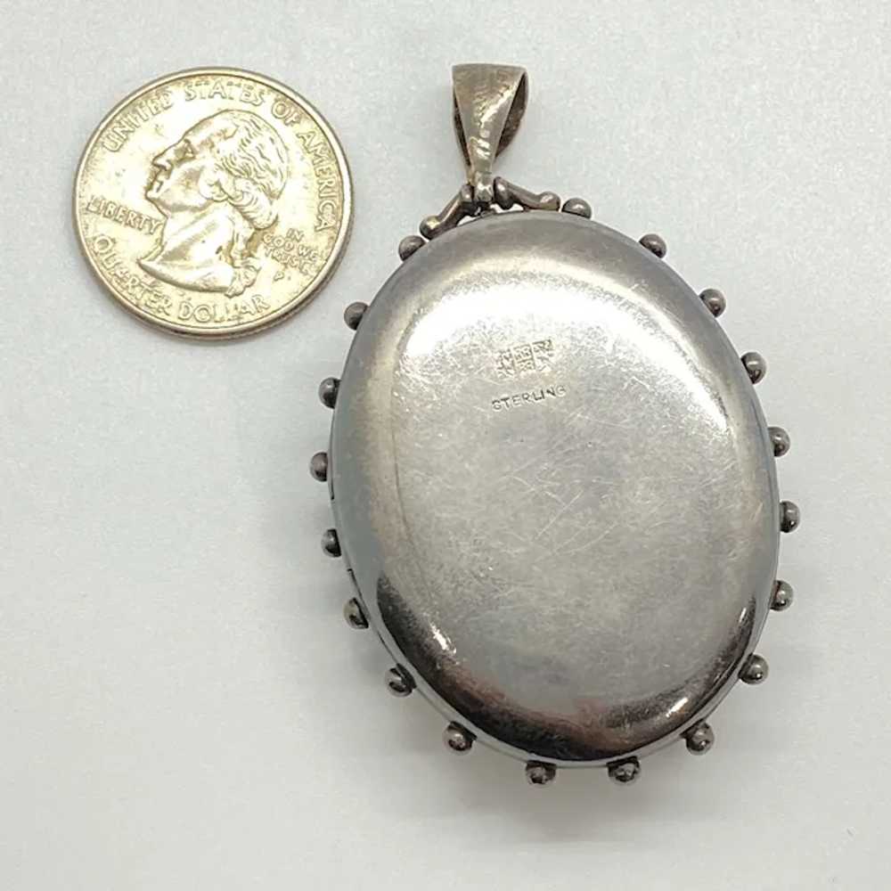 Big Victorian Era Locket Pendant Sterling Silver - image 3